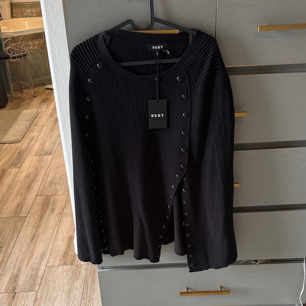 DKNY Black Button-Trim Women's Hoodie